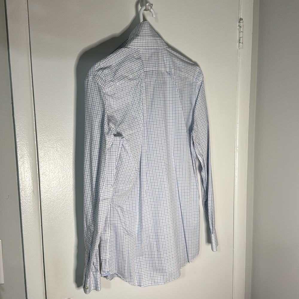 Banana Republic Men's medium Blue Checkered  Cotton button up dress shirt - Picture 5 of 8